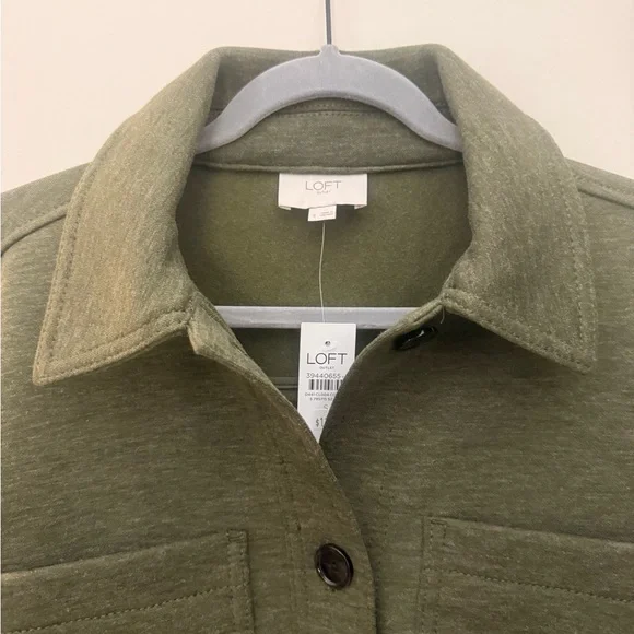 LOFT Olive Utility Button-Up Jacket - Picture 2 of 5
